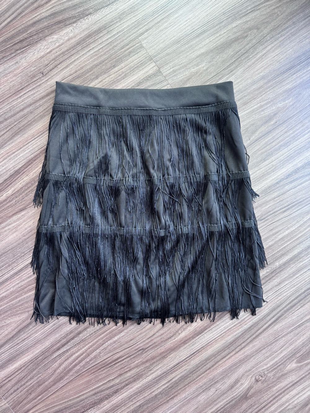 Black Fringe Mini Skirt | size small | Brand NEW Never Worn